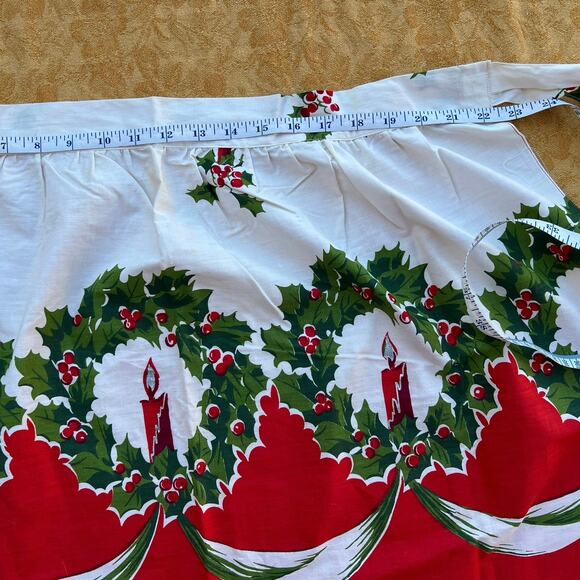 Happy Holidays Candle & Wreath Tie Half Apron - Picture 4 of 6